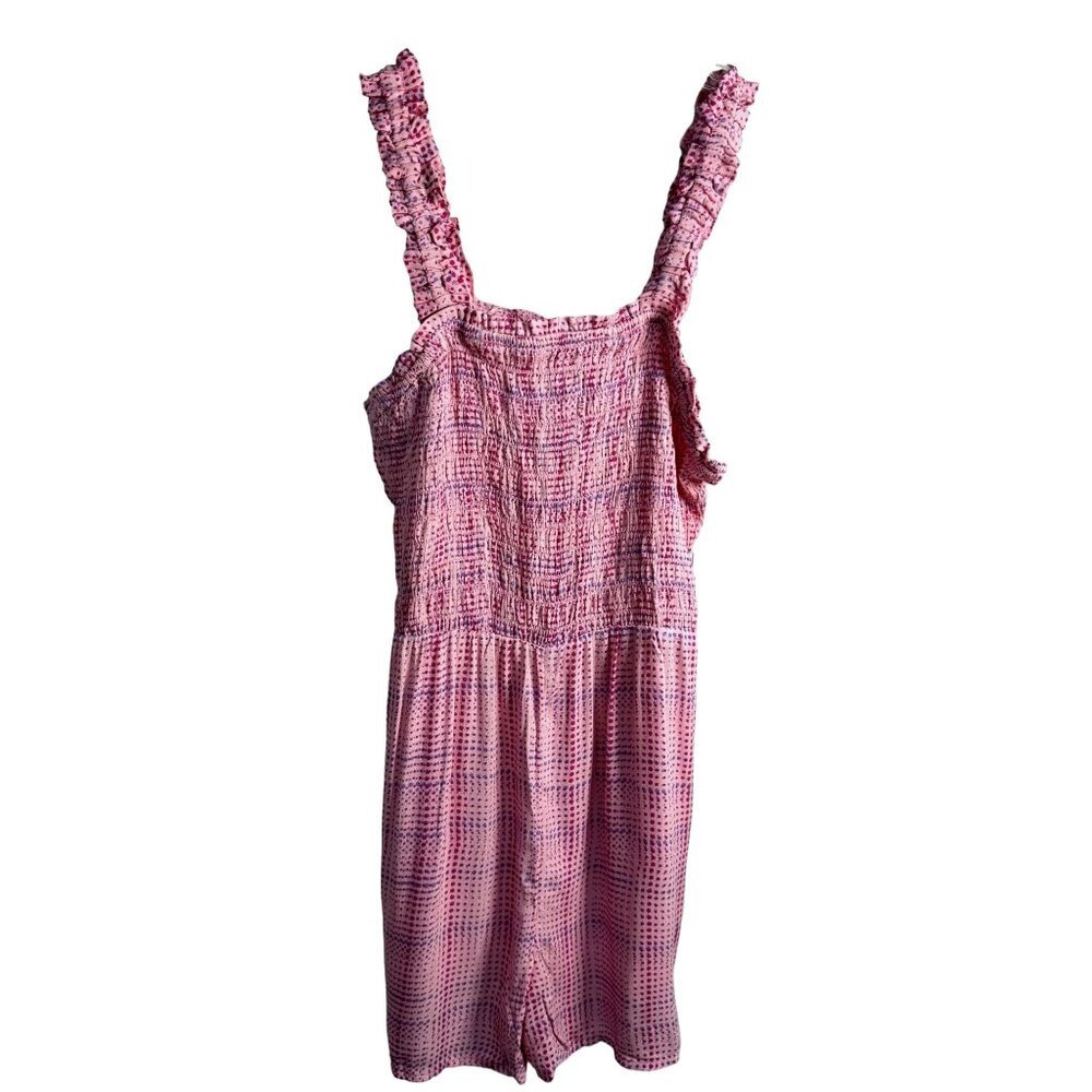 Romper Pink Geodot Plaid Smocked Bodice & Straps Pull-On Nordstrom B.P. Sz M NEW